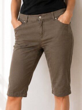 Suko Jeans Size 12 Trousers Lounge Khaki Pants Ankle Stretch Olive Green EUC